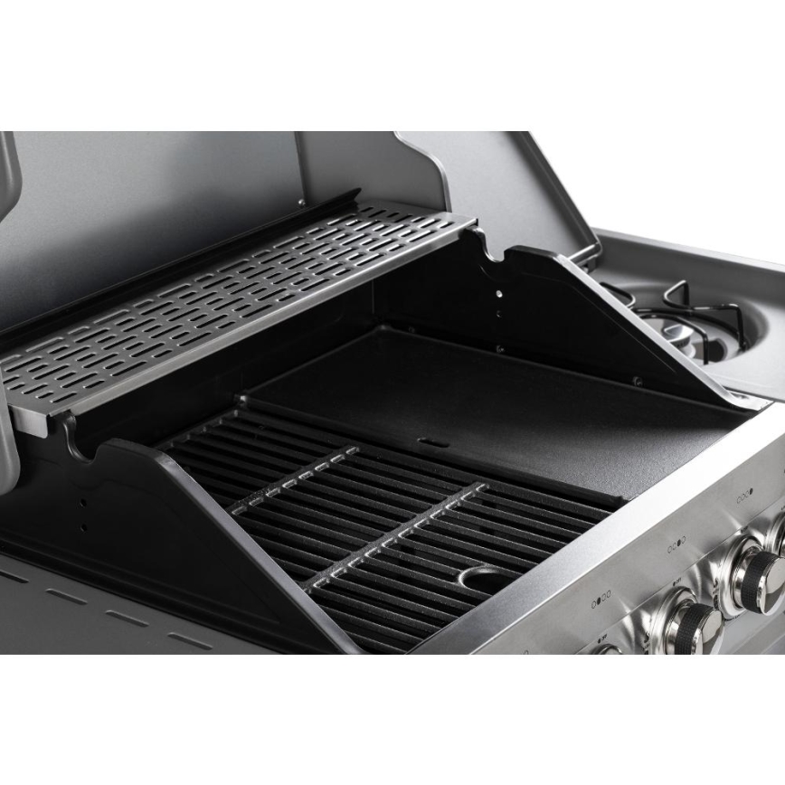 Fieldmann - Gril à gaz 5 brûleurs, finition chrome mat