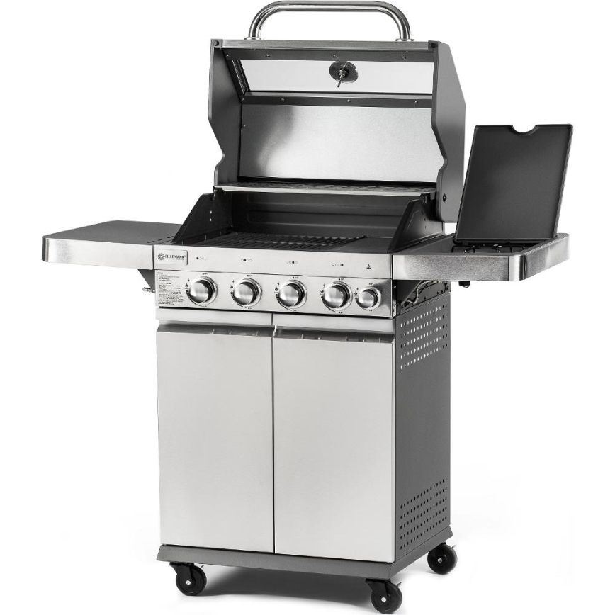 Fieldmann - Gril à gaz 5 brûleurs, finition chrome mat