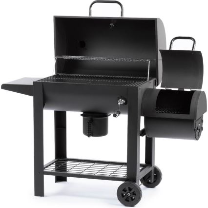 Fieldmann - Grill au charbon avec fumoir noir