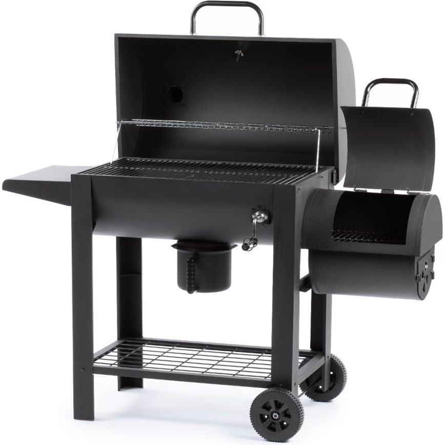 Fieldmann - Grill au charbon avec fumoir noir
