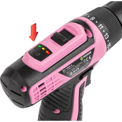 Fieldmann - Perceuse-visseuse sans fil 12 V 1500 mAh rose/noir