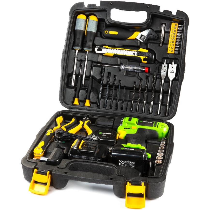 Fieldmann - Perceuse-visseuse sans fil livrée avec accessoires, 12 V, 1300 mAh