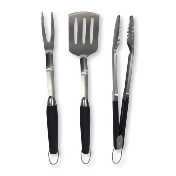 Fieldmann - Set de 3 ustensiles pour barbecue en acier inoxydable