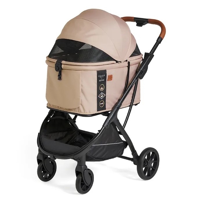 Fikago - Poussette pour chiens et chats AGILE HUGGY beige