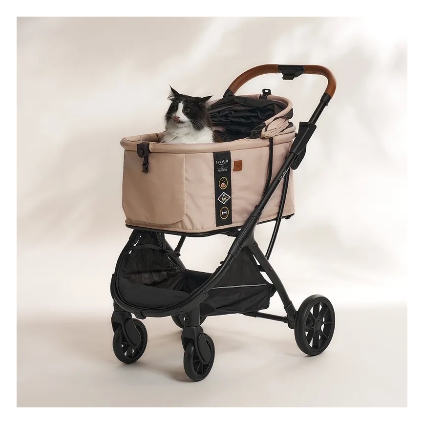Fikago - Poussette pour chiens et chats AGILE HUGGY beige