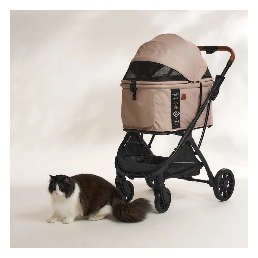 Fikago - Poussette pour chiens et chats AGILE HUGGY beige