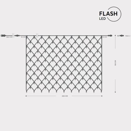 Filet lumineux LED d'extérieur NET 240xLED/7,2W/230V 1,5x2 m IP44 blanc chaud