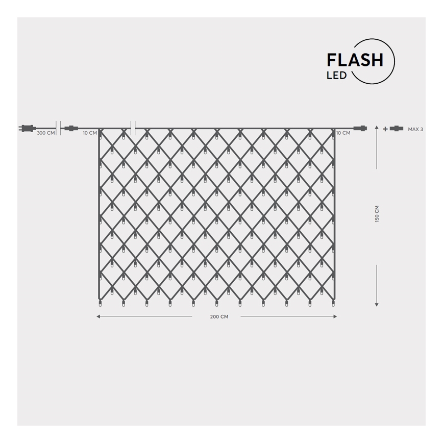 Filet lumineux LED d'extérieur NET 240xLED/7,2W/230V 1,5x2 m IP44 blanc chaud