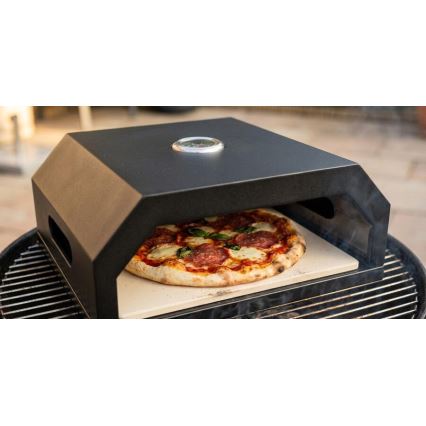 Four à pizza avec thermomètre intégré, 40x34,5x16 cm, noir