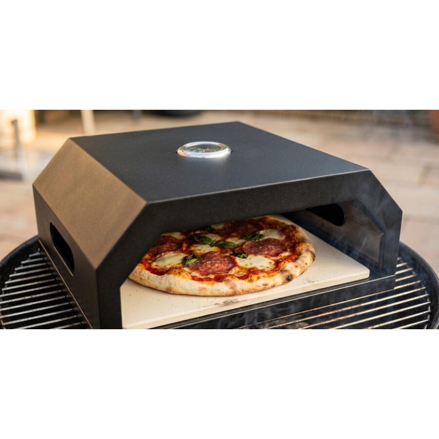 Four à pizza avec thermomètre intégré, 40x34,5x16 cm, noir