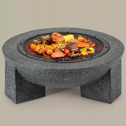 Foyer portable avec grille 79,5x38 cm noir/granit foncé