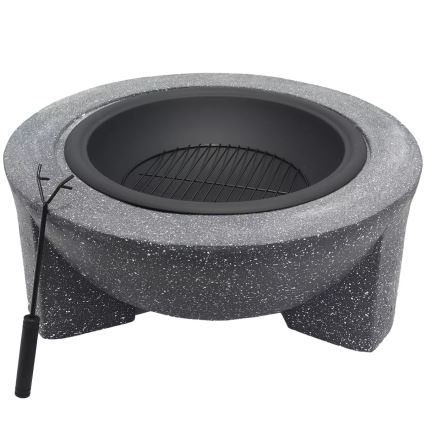 Foyer portable avec grille 79,5x38 cm noir/granit foncé