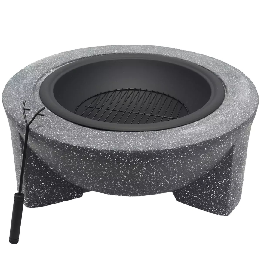 Foyer portable avec grille 79,5x38 cm noir/granit foncé