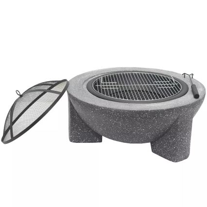 Foyer portable avec grille 79,5x38 cm noir/granit foncé