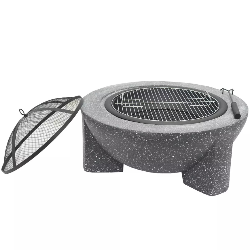 Foyer portable avec grille 79,5x38 cm noir/granit foncé