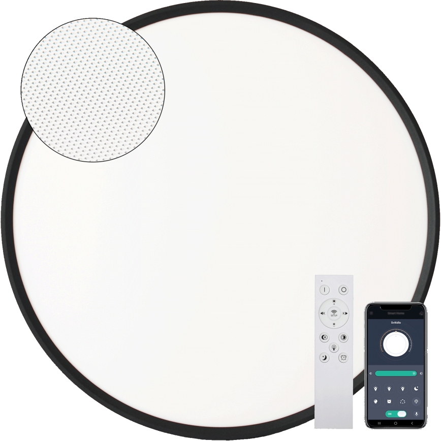 Fulgur s-43057 - Plafonnier LED dimmable NOMY LED/40W/230V 3000-6500K Ø 50 cm UGR19 IP40 Wi-Fi noir + télécommande