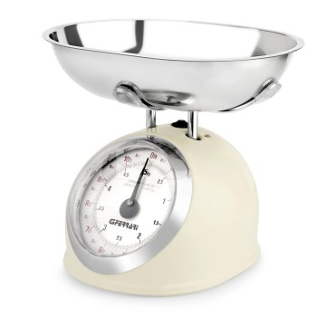 G3Ferrari G2000300 - Balance de cuisine rétro ASKA avec bol, crème/acier inoxydable