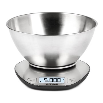 G3Ferrari G2006200 - Balance de cuisine numérique avec bol, alimentée par 2 piles AAA, en acier inoxydable