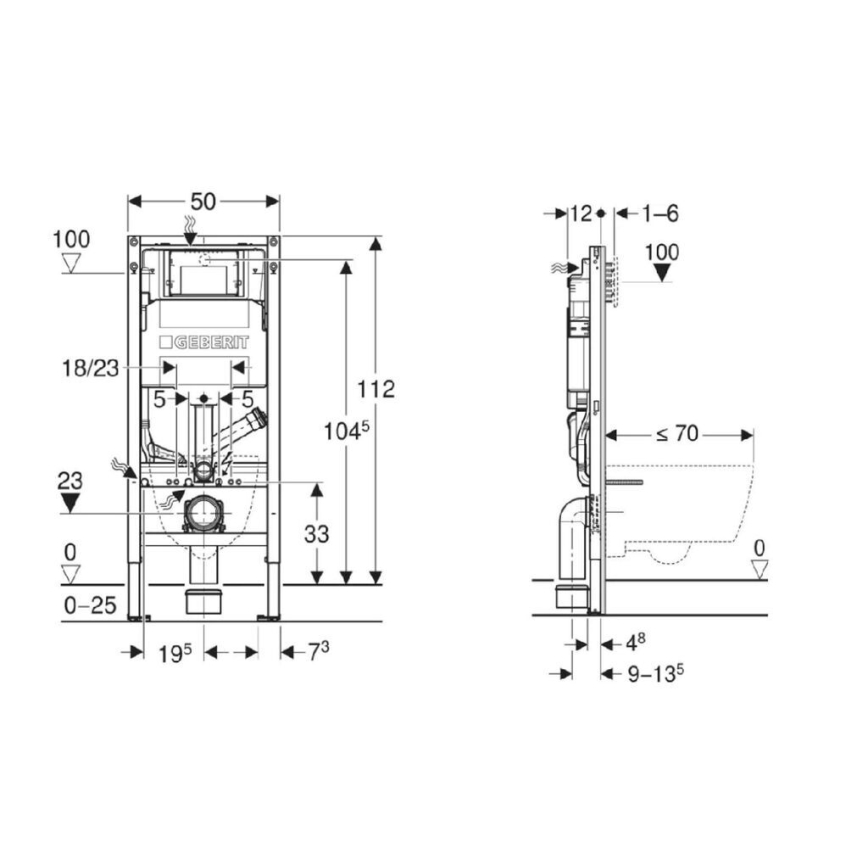 Geberit 111.364.00.6 - Module d'encastrement pour WC suspendu Duofix 112 cm