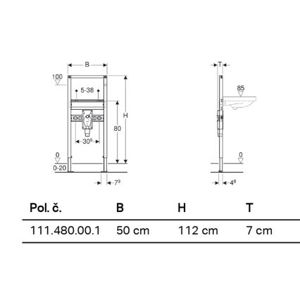Geberit 111.480.00.1 - Module encastré Duofix 112 cm pour lavabo suspendu