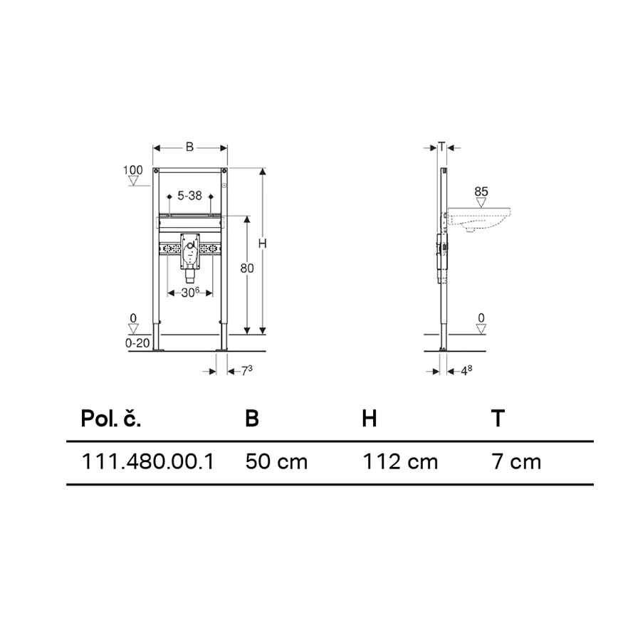 Geberit 111.480.00.1 - Module encastré Duofix 112 cm pour lavabo suspendu