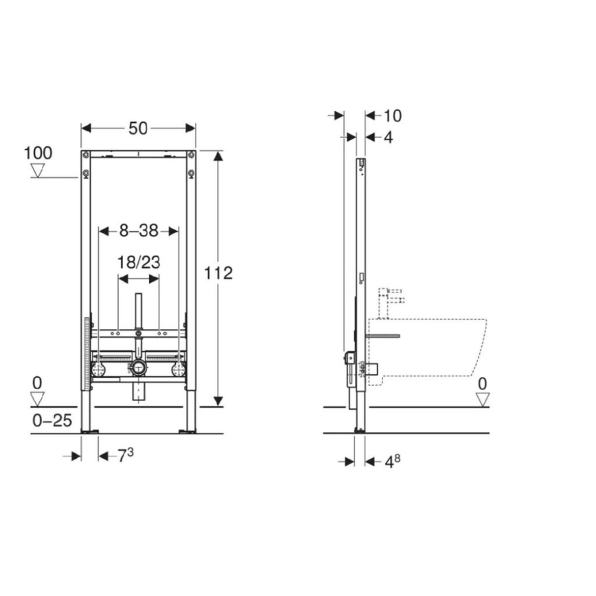 Geberit 111.510.00.2 - Module encastré Duofix pour bidet 112 cm