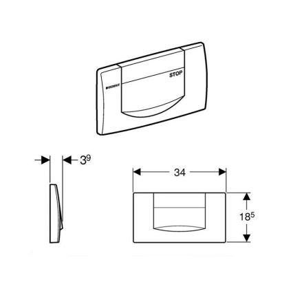 Geberit 115.222.11.1 - Bouton de chasse 200F 34x18,5 blanc alpin