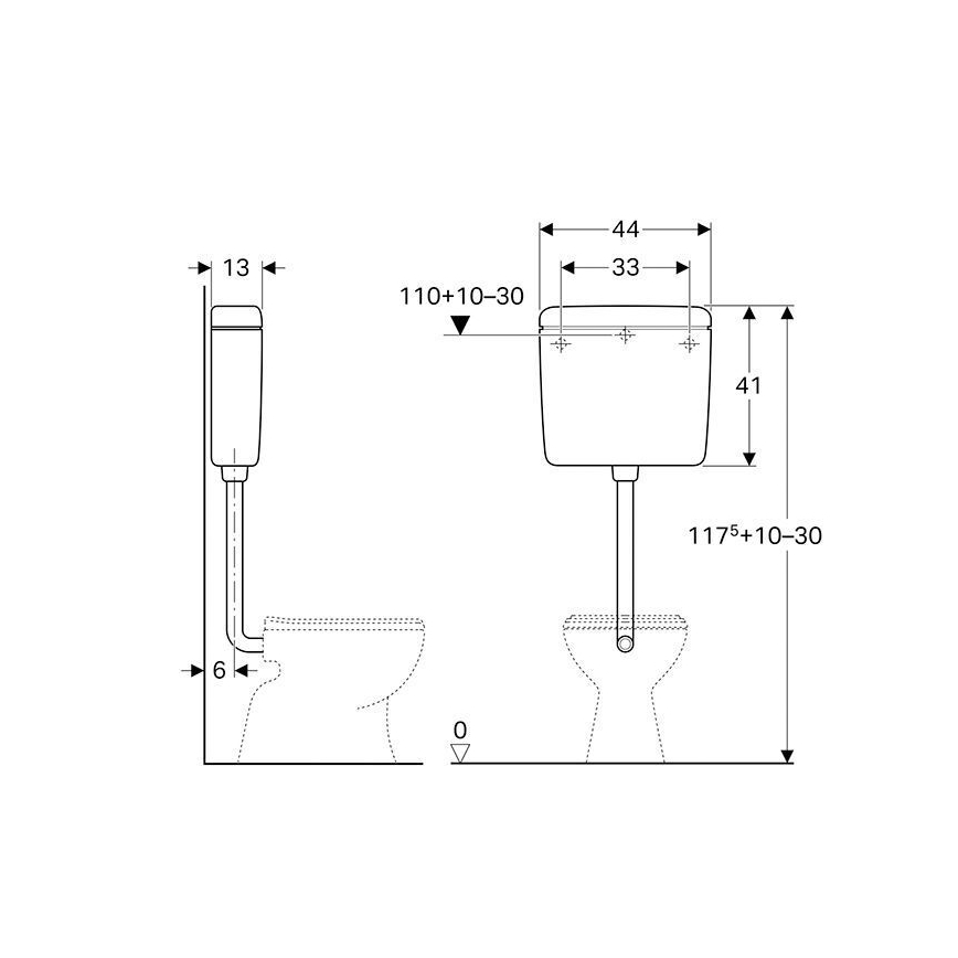 Geberit 127.005.11.1 - Réservoir de chasse AP127 6/9 l, blanc alpin