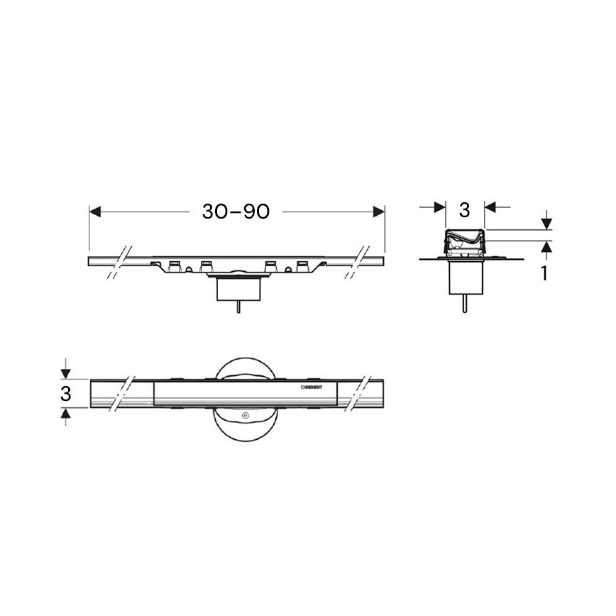 Geberit 154.446.QC.2 - Caniveau d'évacuation CleanLine 90x3 cm anthracite