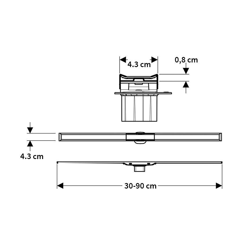 Geberit 154.453.KS.1 - Caniveau de douche CleanLine 90x0,8 cm en acier inoxydable