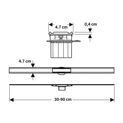 Geberit 154.458.00.1 - Caniveau d'évacuation CleanLine 90x4,7 cm en acier inoxydable