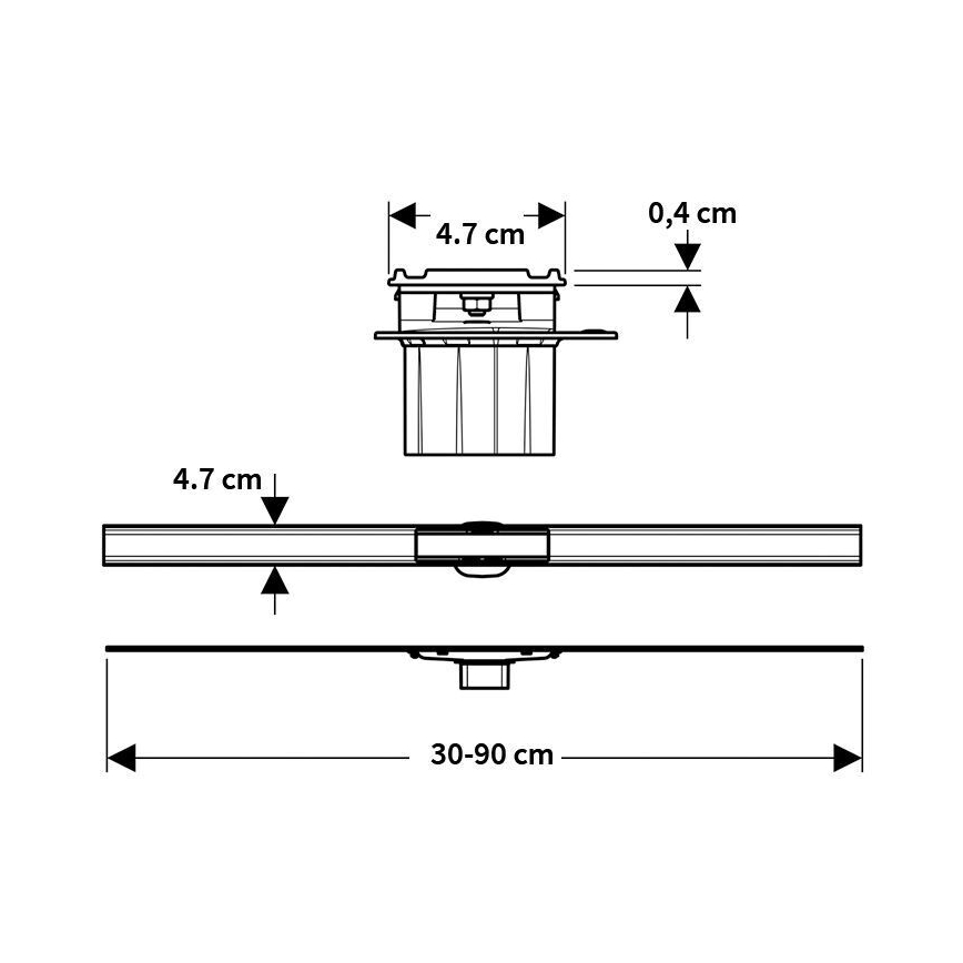 Geberit 154.458.00.1 - Caniveau d'évacuation CleanLine 90x4,7 cm en acier inoxydable
