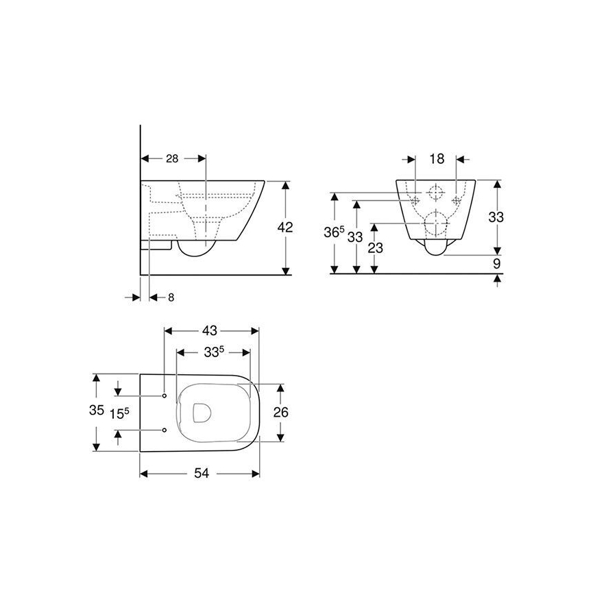 Geberit 500.208.01.1 - WC suspendu Rimfree Smyle Square céramique/blanc