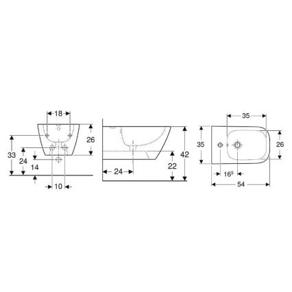 Geberit 500.209.01.1 - Bidet suspendu Smyle Square céramique/blanc