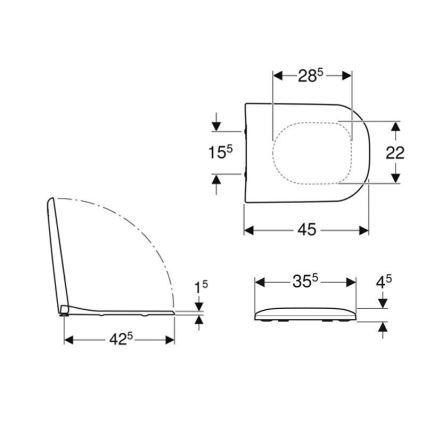 Geberit 500.235.01.1 - Abattant de WC Smyle en duroplast, blanc