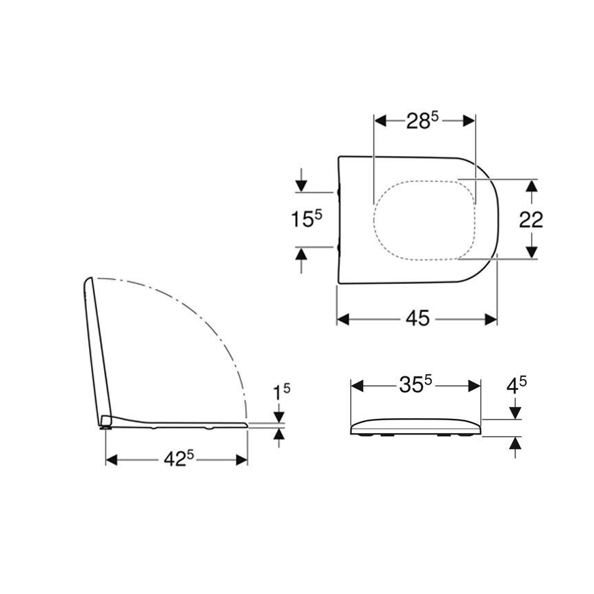 Geberit 500.235.01.1 - Abattant de WC Smyle en duroplast, blanc