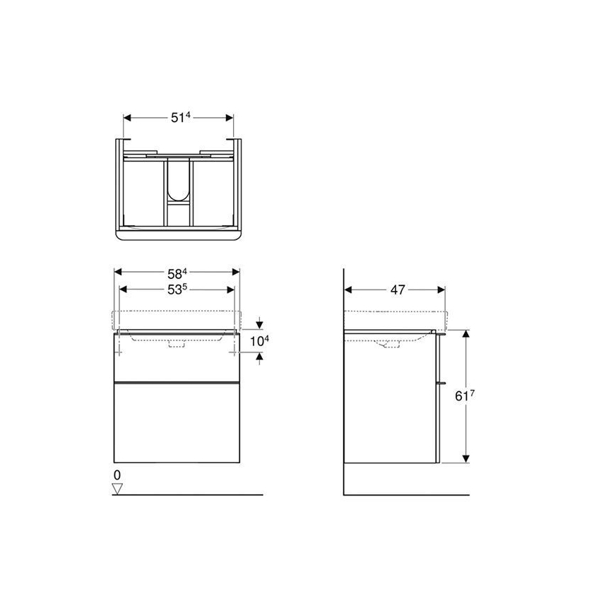 Geberit 500.352.00.1 - Meuble sous-lavabo Smyle Square 59 x 62 x 47 cm blanc