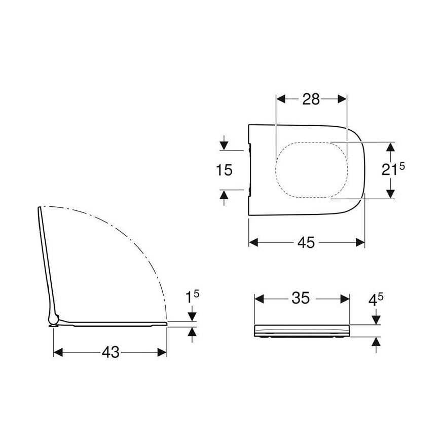 Geberit 500.688.01.1 - Abattant de WC SoftClose Smyle Square, en duroplast, blanc