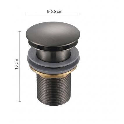 Gedy - Bonde de lavabo CLICK-CLACK Ø 6,6 cm gris métallisé