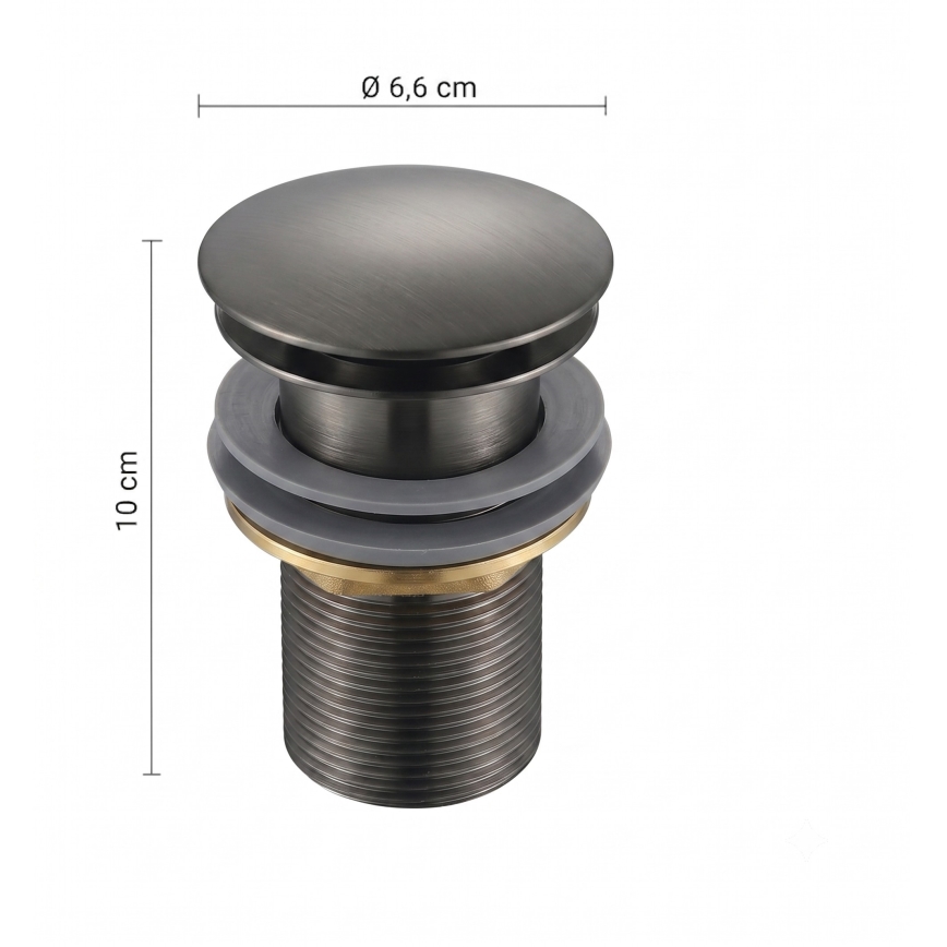 Gedy - Bonde de lavabo CLICK-CLACK Ø 6,6 cm gris métallisé