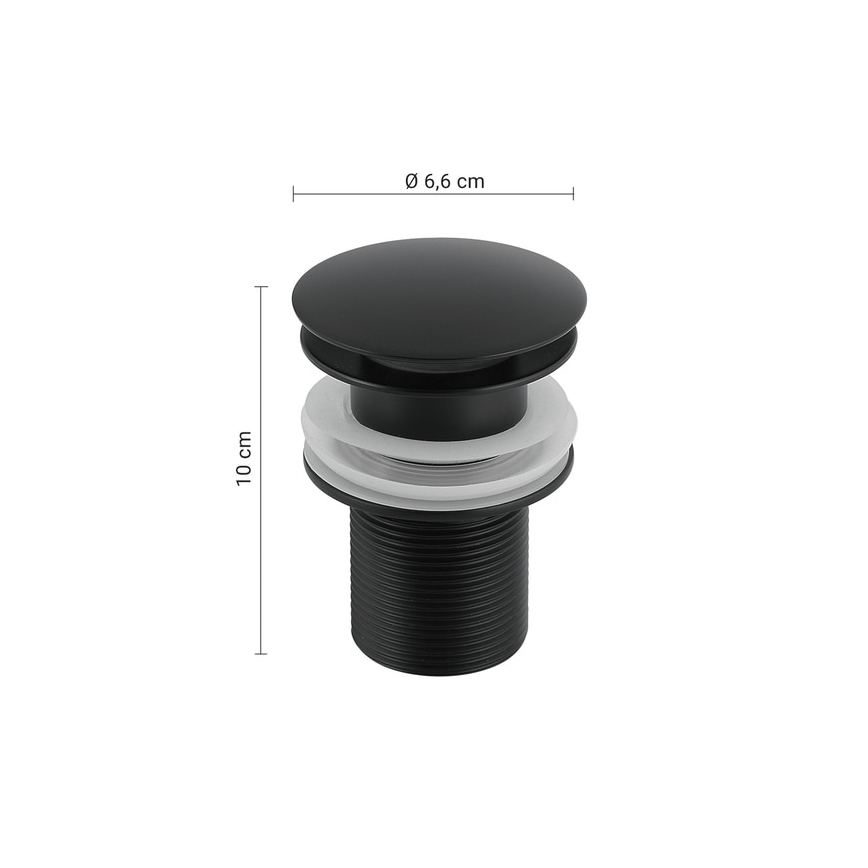 Gedy - Bonde pour lavabo CLICK-CLACK, Ø 6,6 cm, finition noir mat