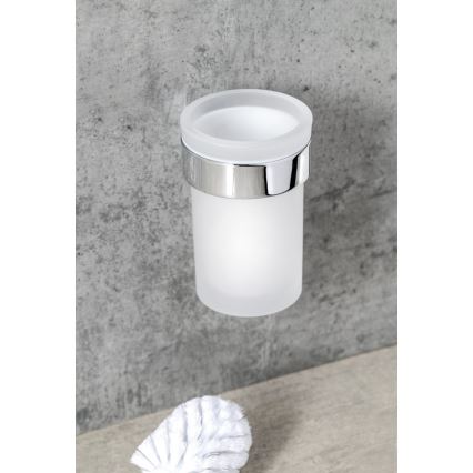 Gedy - Brosse de toilette à fixation murale PIRENEI chrome brillant/verre satin