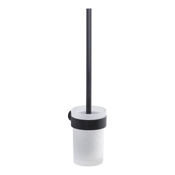 Gedy - Brosse de toilette à fixation murale PIRENEI mat noir/verre satin
