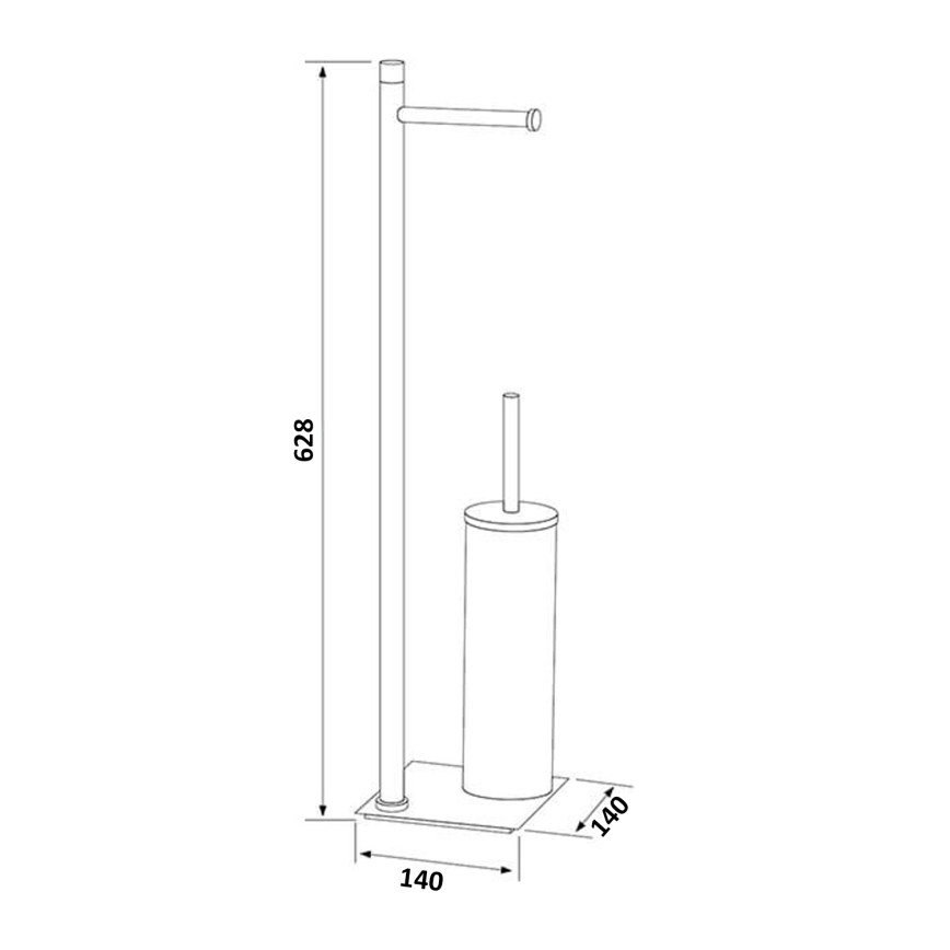 Gedy - Brosse WC sur pied avec porte-rouleau TRILLY, gris métallisé