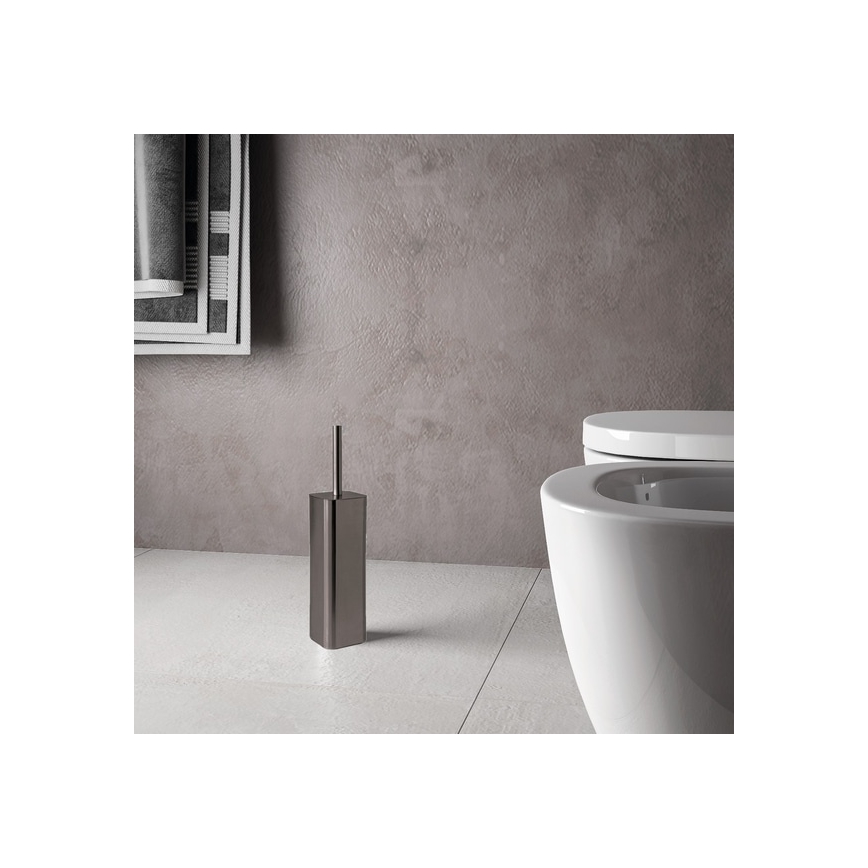Gedy - Brosse WC sur pied SCOPINO gris métallisé