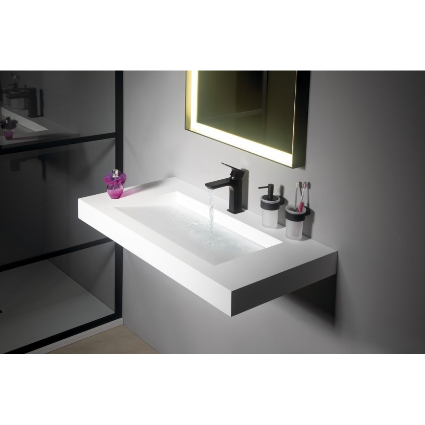 Gedy - Distributeur de savon mural PIRENEI 110 ml verre opalin/noir mat