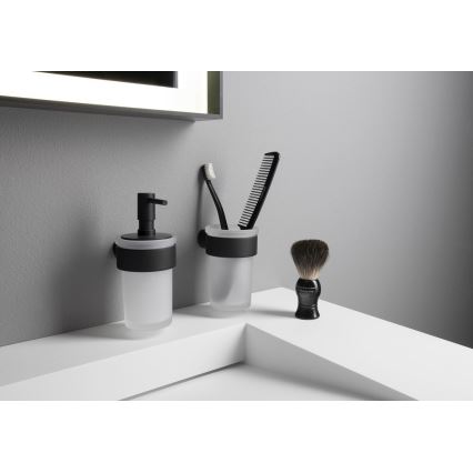 Gedy - Distributeur de savon mural PIRENEI 110 ml verre opalin/noir mat