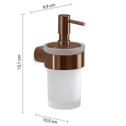 Gedy - Distributeur de savon mural PIRENEI 140 ml, verre opalin finition bronze