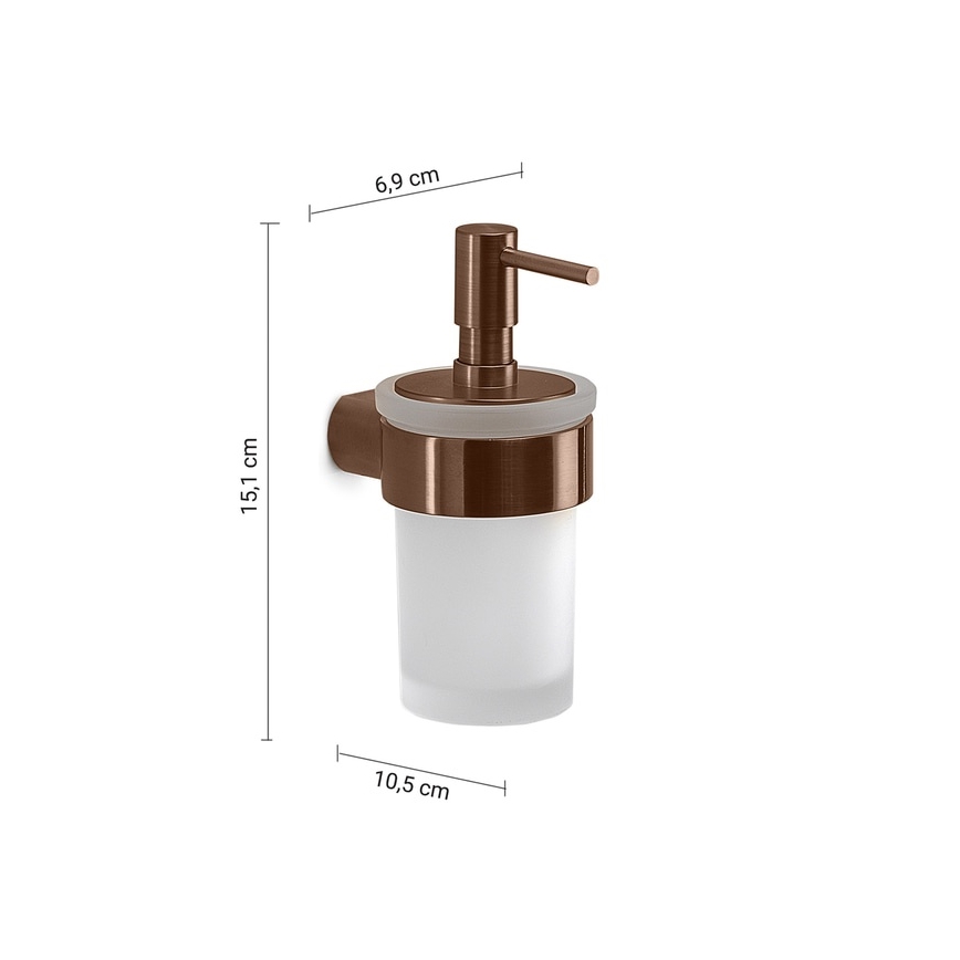Gedy - Distributeur de savon mural PIRENEI 140 ml, verre opalin finition bronze