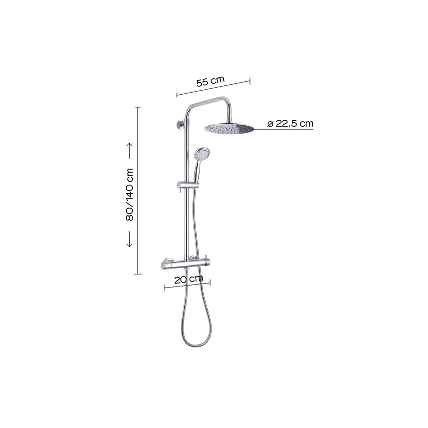 Gedy - Ensemble de douche avec mitigeur STAR PLUS en chrome brillant